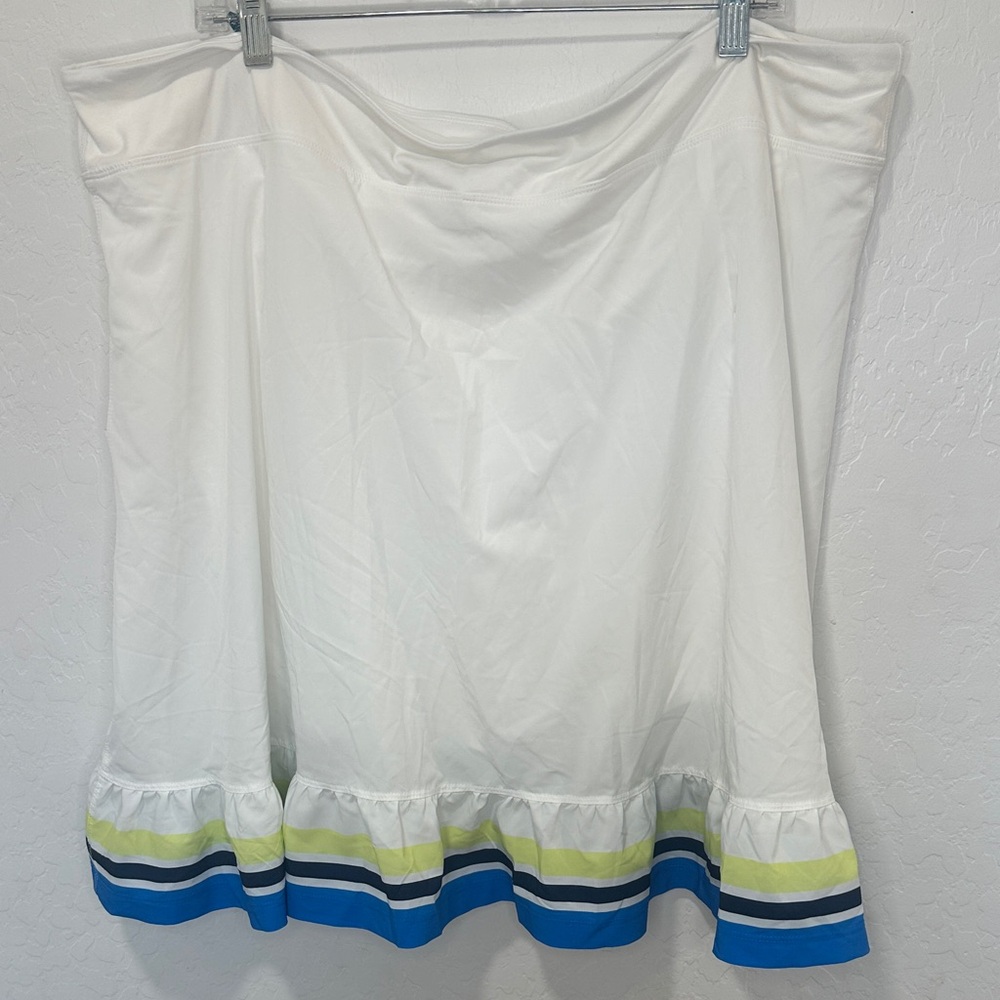 Addison Bay White blue Hem Court Skirt Skort plus 2X‎ athletic pockets Womens